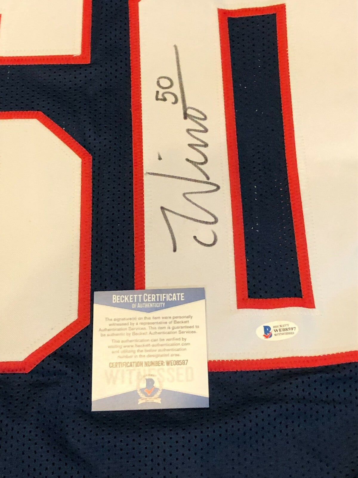 New England Patriots Chase Winovich Autographed Signed Jersey Beckett Coa