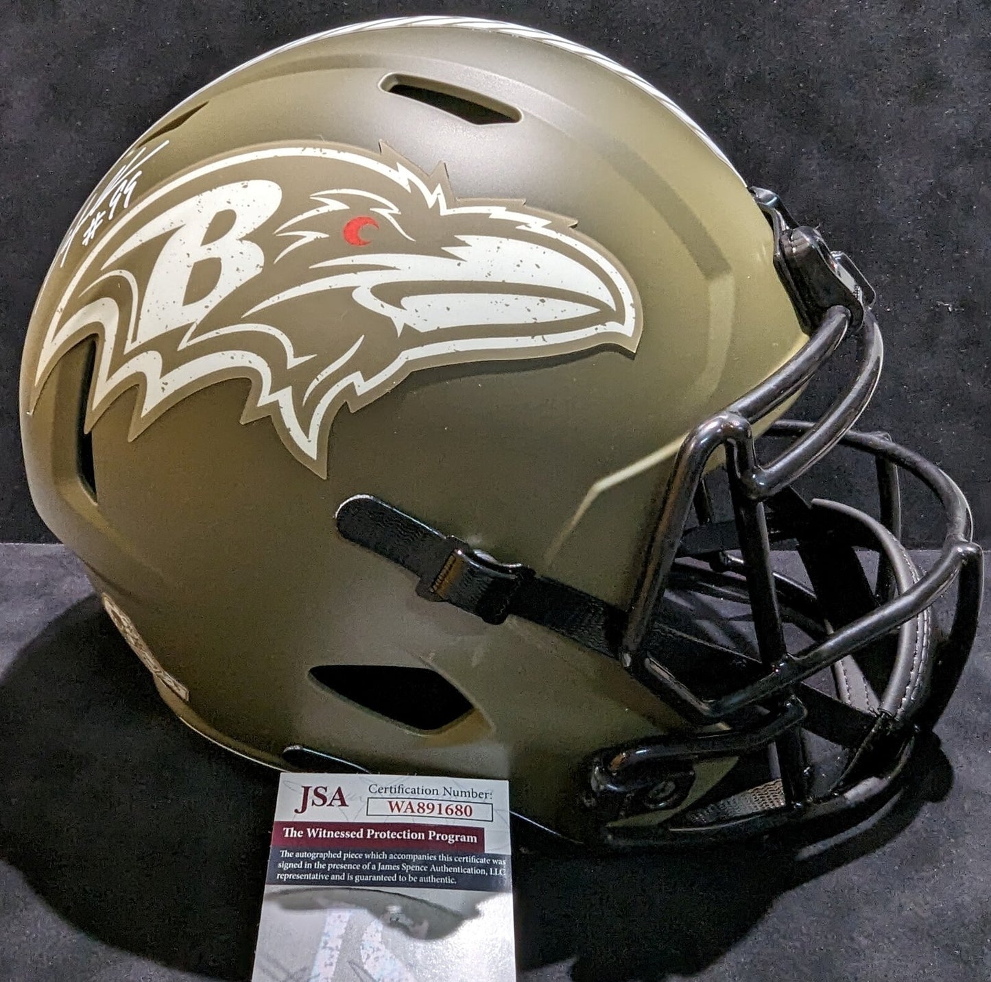 Baltimore Ravens Odafe Oweh Signed Full Size Salute Replica Helmet Jsa Coa