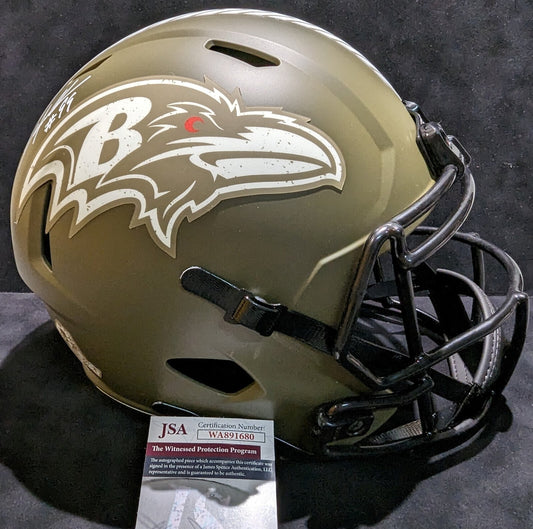 Baltimore Ravens Odafe Oweh Signed Full Size Salute Replica Helmet Jsa Coa