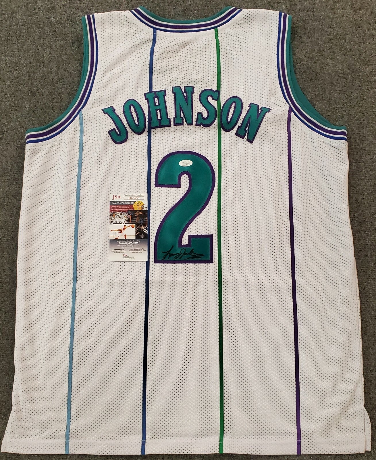 Charlotte Hornets Larry Johnson Autographed Signed Jersey Jsa Coa