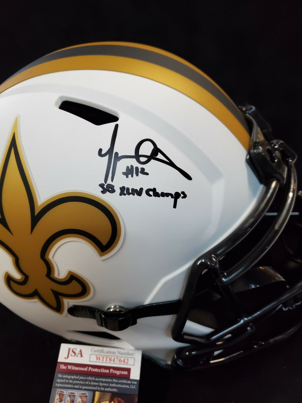 New Orleans Saints Marques Colston Signed Inscribed F/S Lunar Rep Helmet Jsa Coa