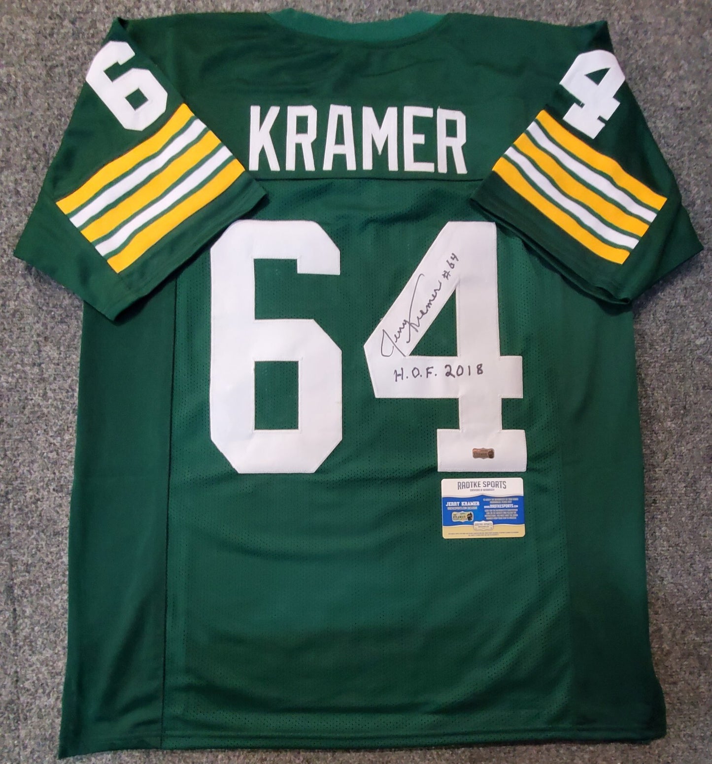 Green Bay Packers Jerry Kramer Autographed Signed Inscribed Jersey Radtke Coa