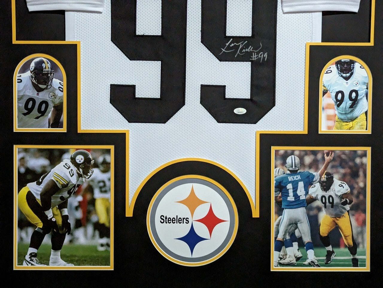 Framed Pittsburgh Steelers Levon Kirkland Autographed Signed Jersey Jsa Coa