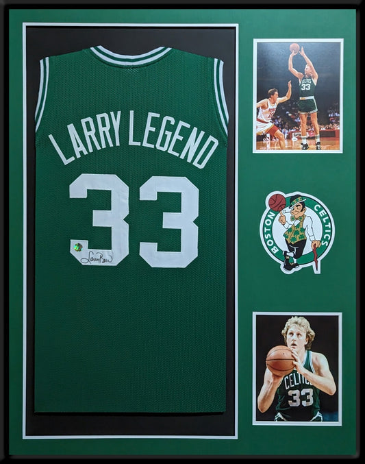 Framed Boston Celtics Larry Bird Autographed Signed Jersey Larry Bird Holo
