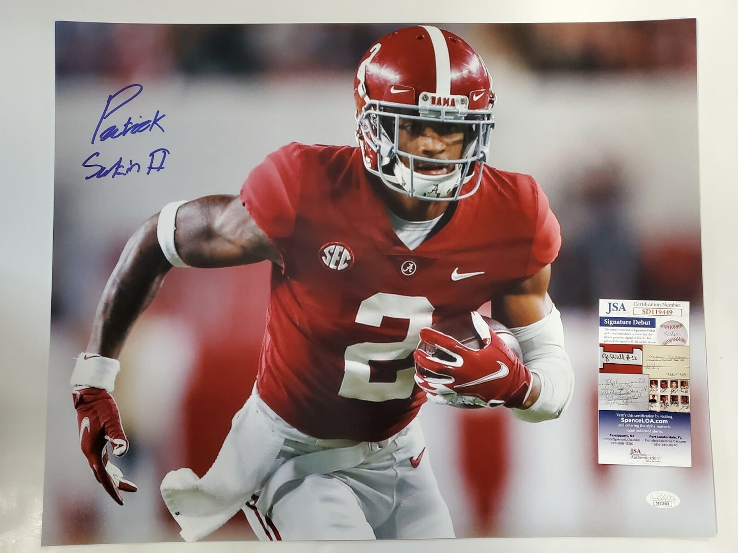 Alabama Crimson Tide Patrick Surtain Ii Autographed 16X20 Photo Jsa Coa