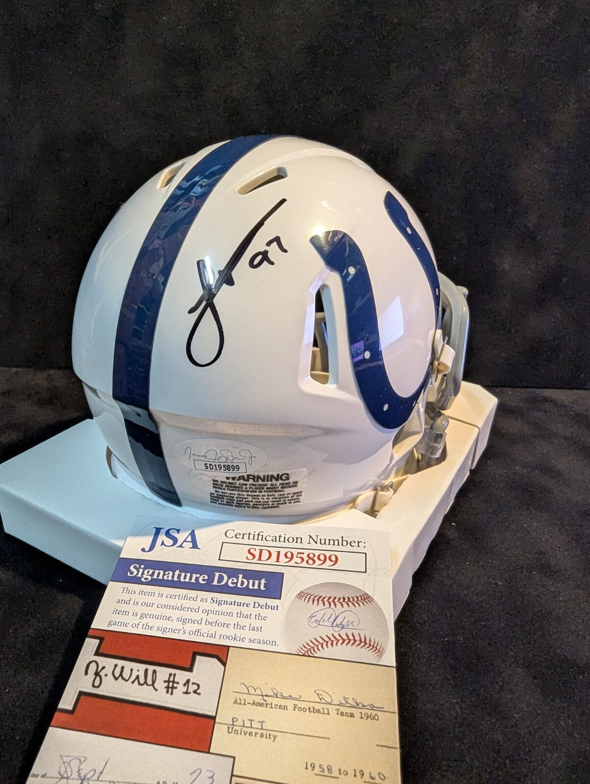 Indianapolis Colts Laiatu Latu Autographed Signed Speed Mini Helmet Jsa Coa