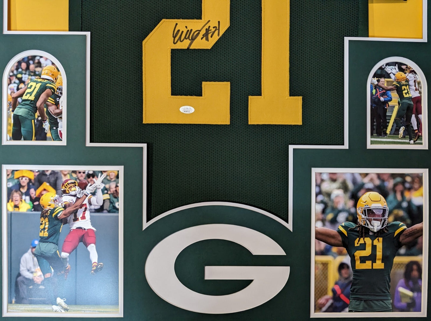 Framed Green Bay Packers Eric Stokes Autographed Signed Jersey Jsa Coa