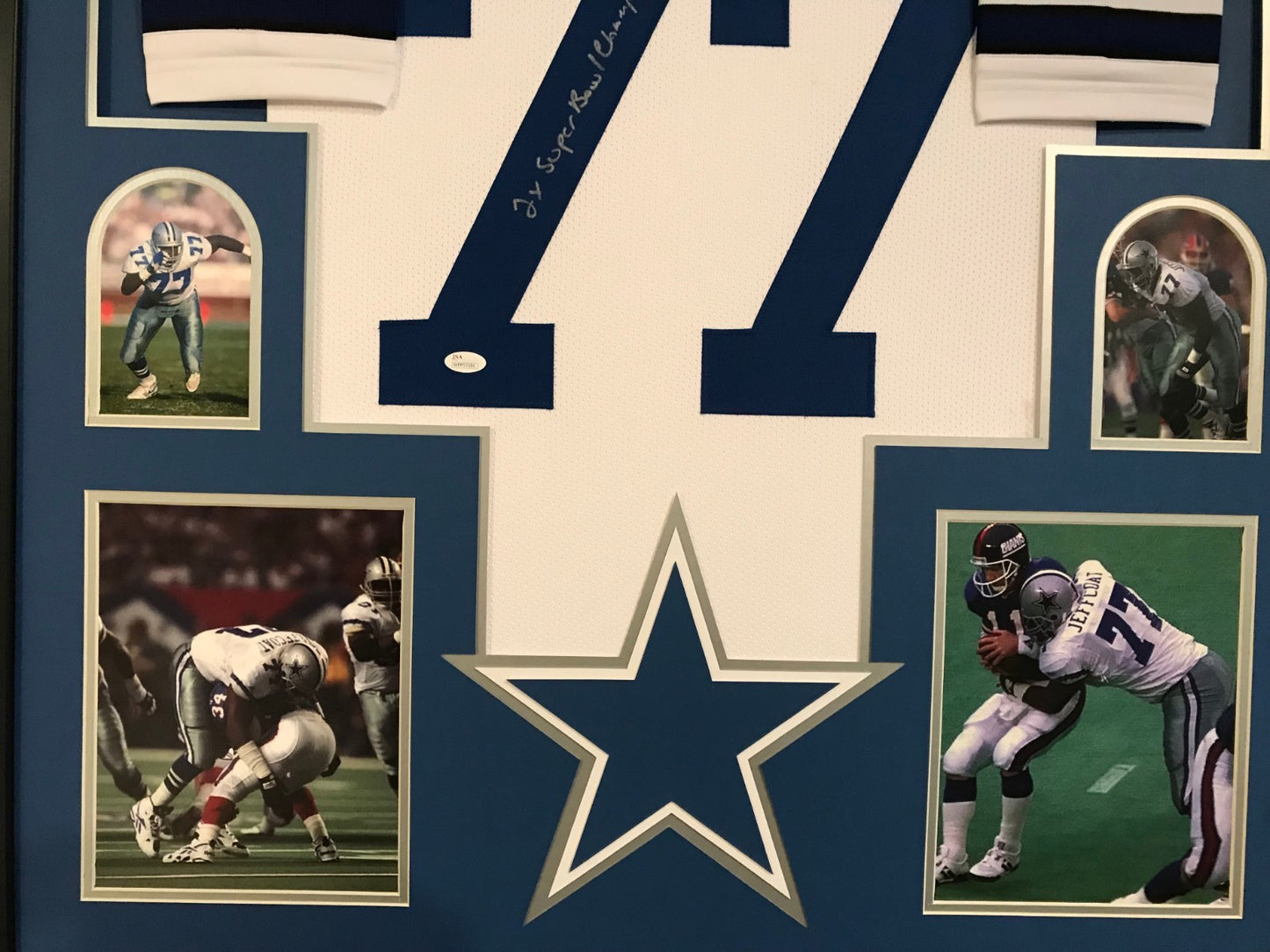 Framed Jim Jeffcoat Autographed Signed Inscribed Dallas Cowboys Jersey Jsa Coa