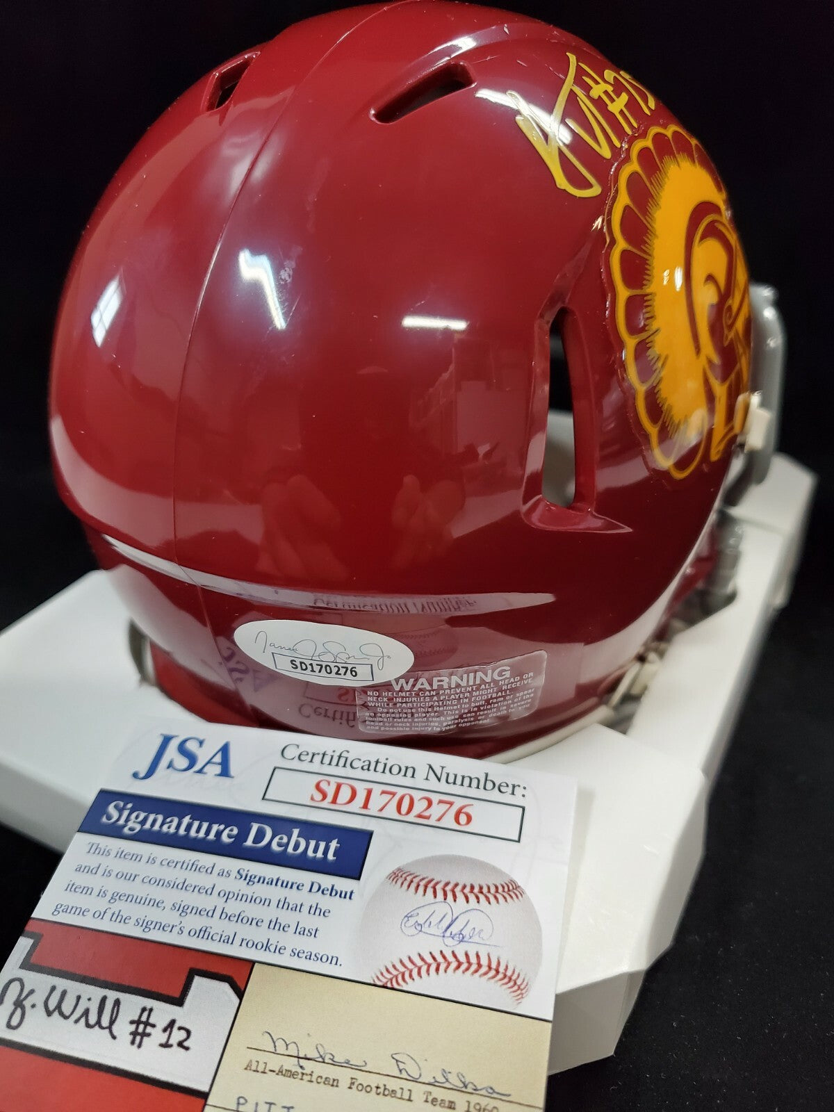 Usc Trojans Alijah Vera-Tucker Autographed Mini Helmet Jsa Coa