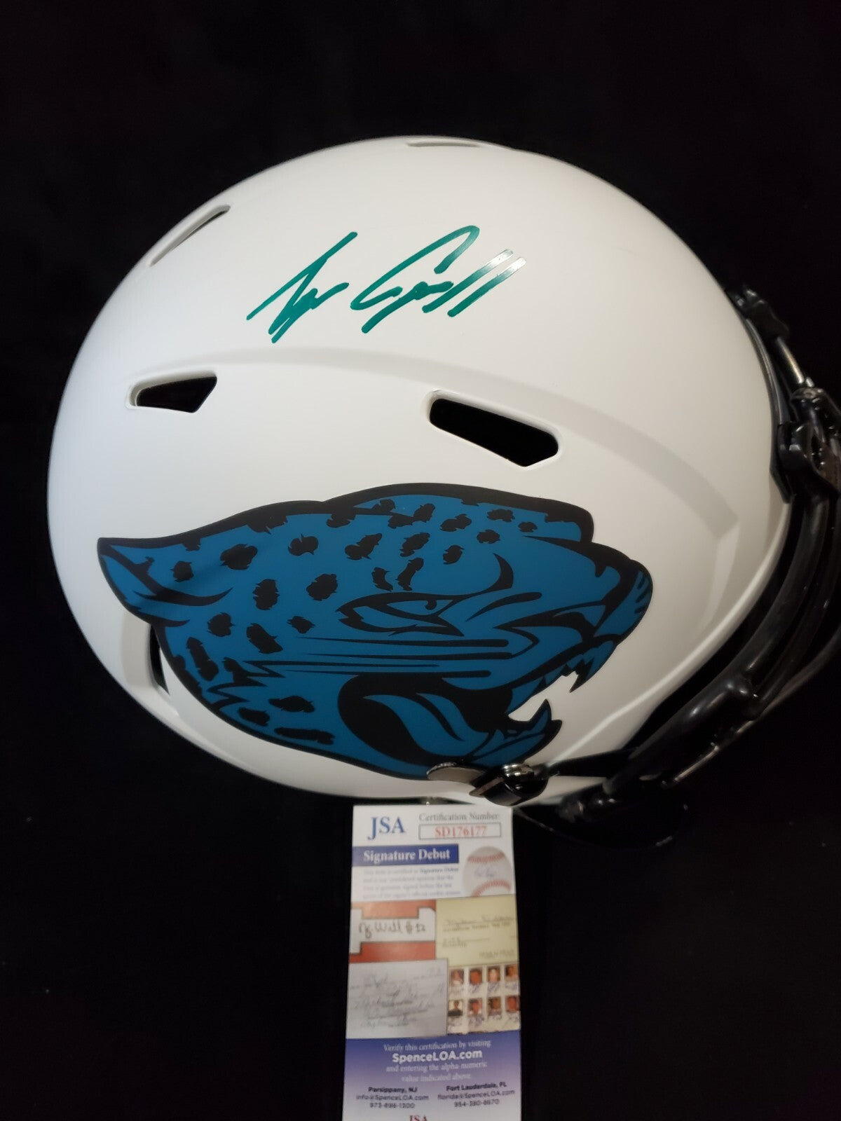 Jacksonville Jaguars Tyson Campbell Signed Full Size Lunar Rep Helmet Jsa Coa