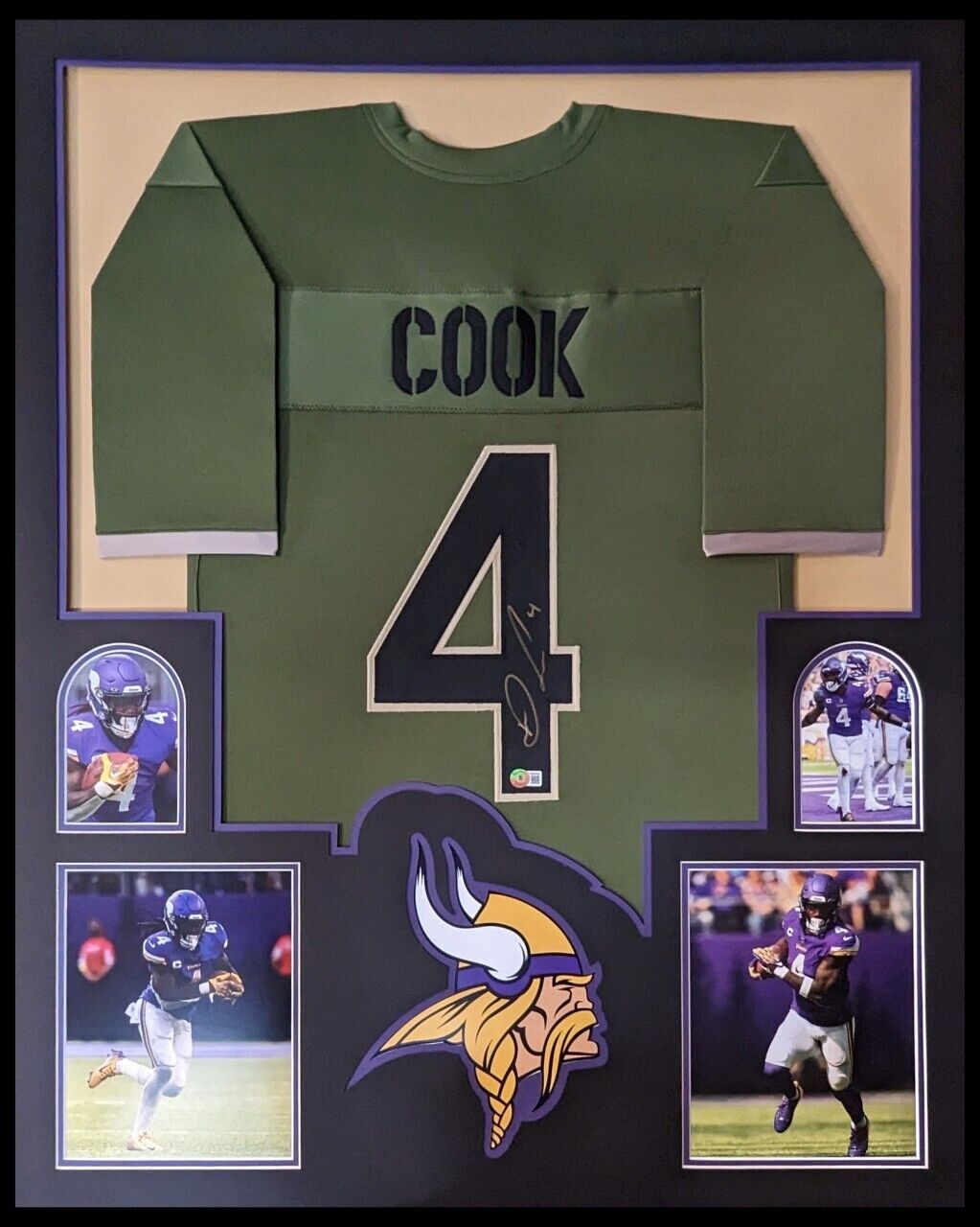 MVP Authentics Framed Minnesota Vikings Dalvin Cook Autographed Signed Jersey Beckett Holo 450 sports jersey framing , jersey framing
