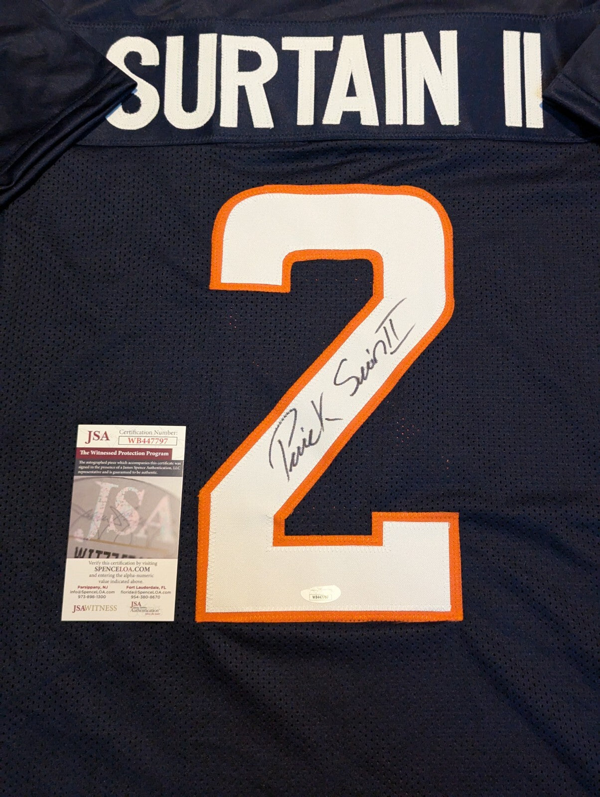 Denver Broncos Patrick Surtain Ii Autographed Signed 2024 T/B Jersey Jsa Coa