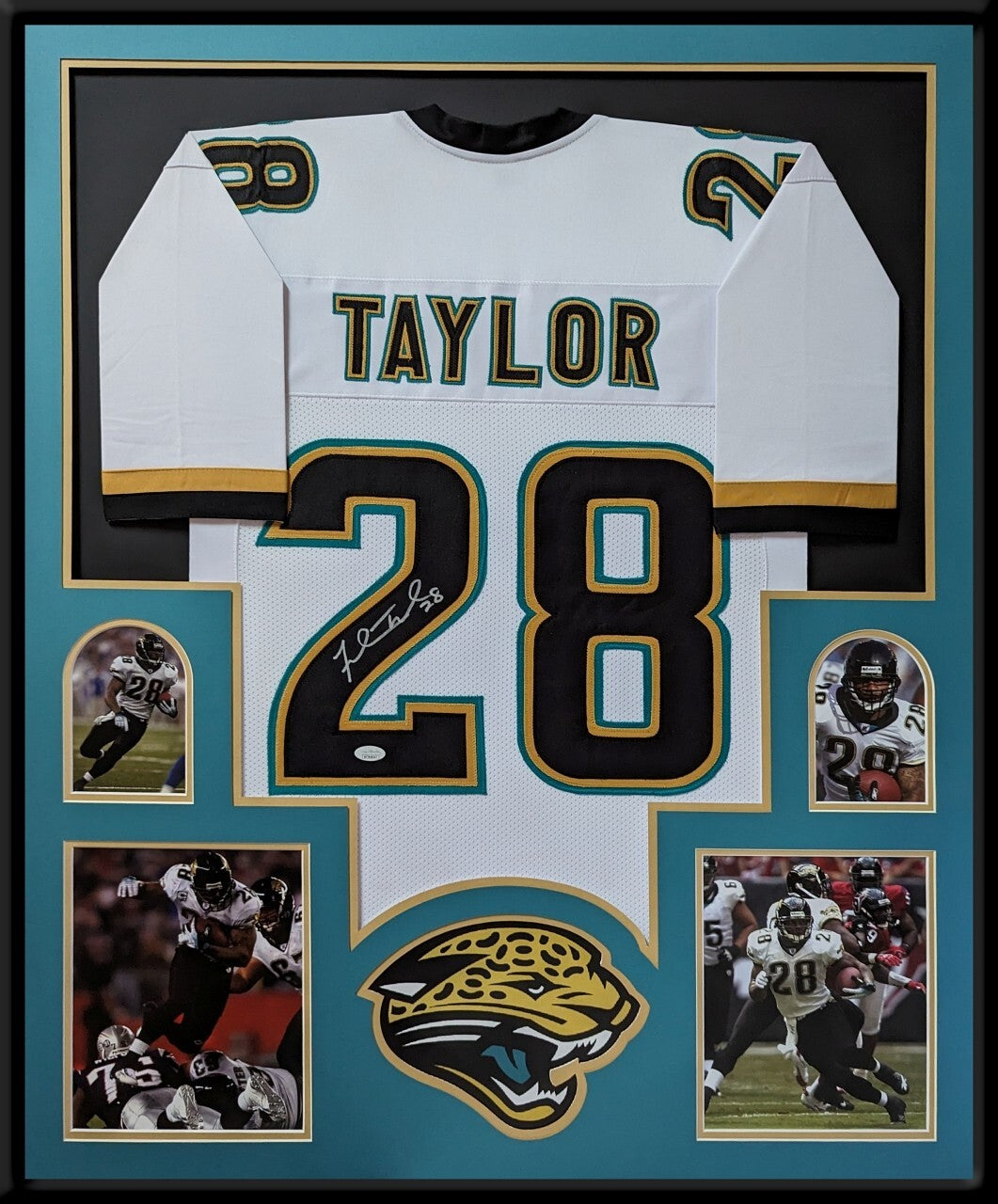 Framed Jacksonville Jaguars Fred Taylor Autographed Signed Jersey Jsa Coa