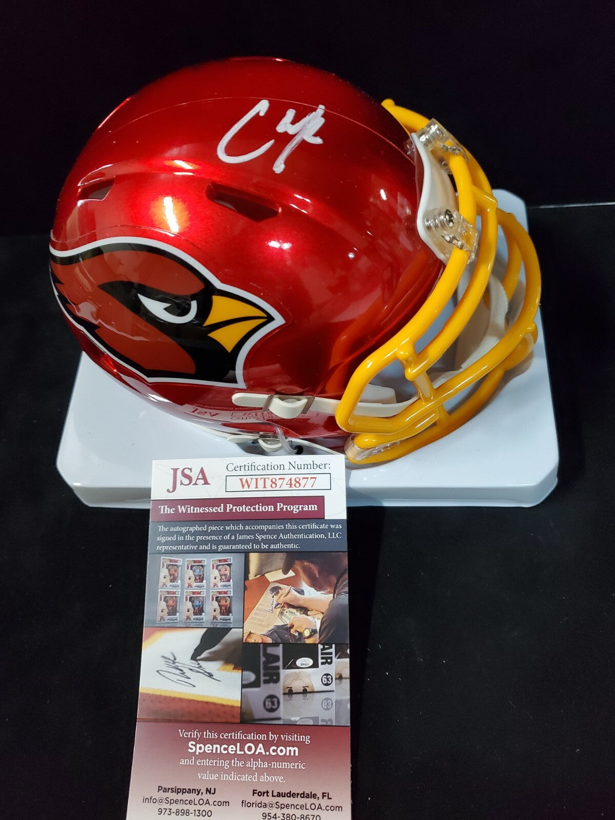 Arizona Cardinals Chase Edmonds Autographed Flash Mini Helmet Jsa Coa
