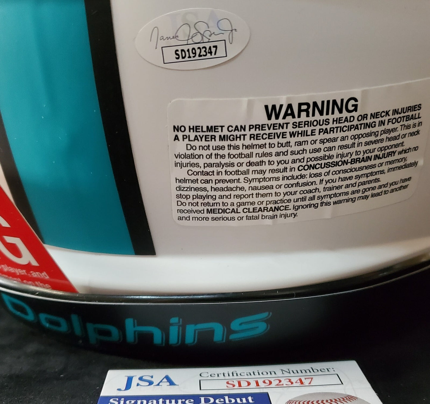 Miami Dolphins Jevon Holland Signed Full Size Lunar Authentic Helmet Jsa Coa