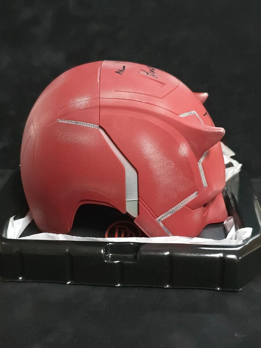 Charlie Cox / Vincent D'onofrio Signed Official Daredevil Cowl W/Stand Jsa Coa