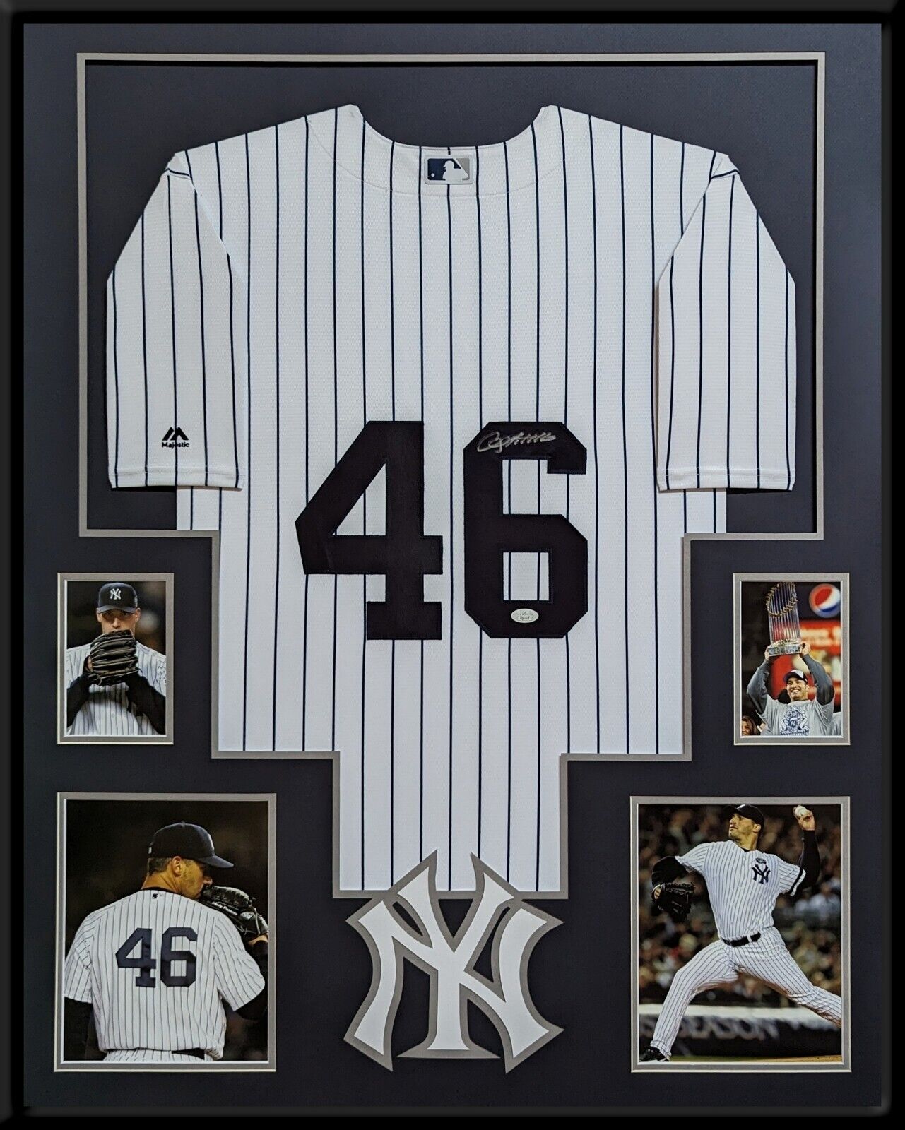 MVP Authentics Framed New York Yankees Andy Pettitte Autographed Signed Jersey Jsa Coa 1125 sports jersey framing , jersey framing