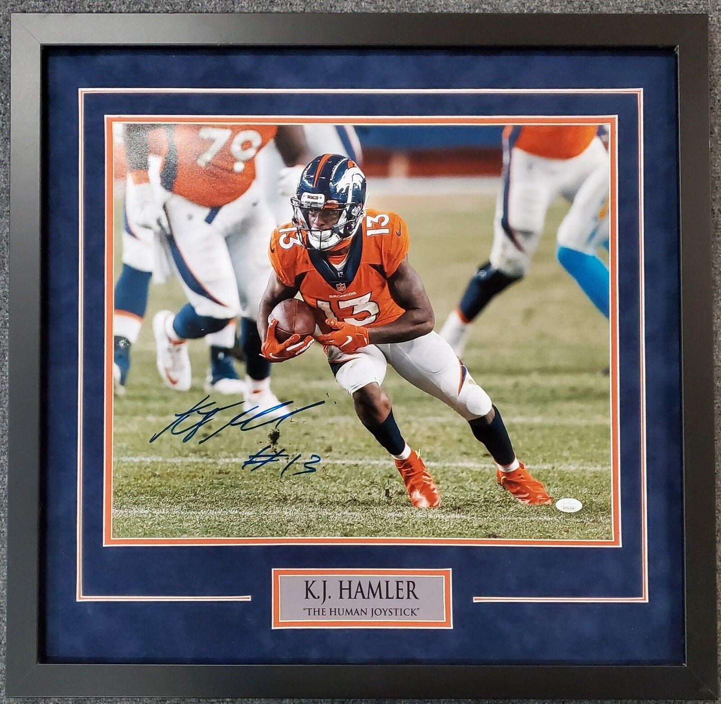Denver Broncos Kj Hamler Framed Signed 16X20 Photo Jsa Coa