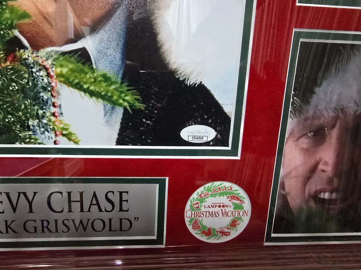 Framed Christmas Vacation Chevy Chase Signed Photo Plaque 25Inx27in Jsa Coa