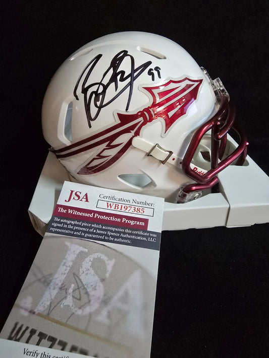 Florida State Seminoles Brian Burns Autographed Signed Alt Mini Helmet Jsa