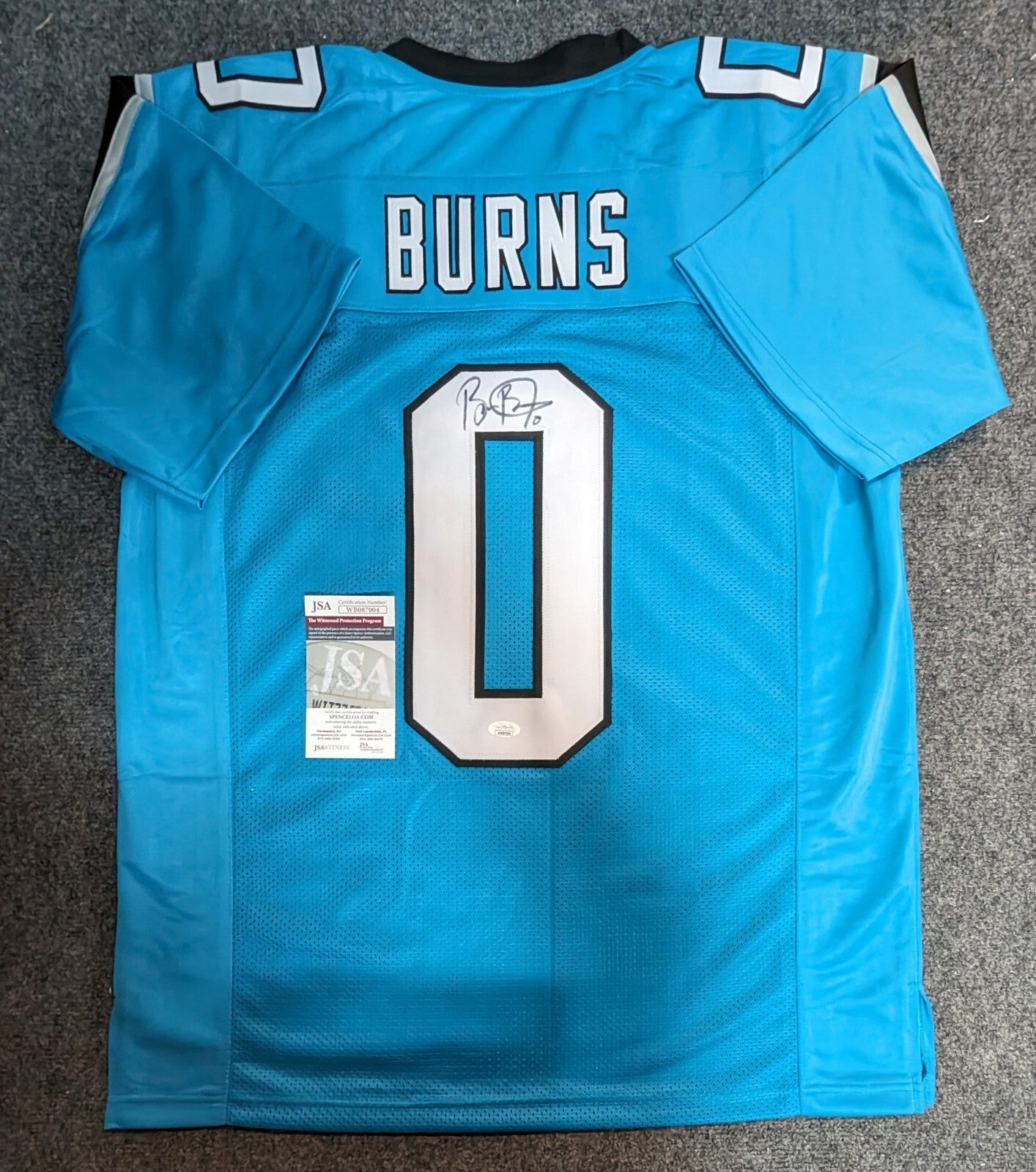 Carolina Panthers Brian Burns Autographed Signed Jersey Jsa  Coa Number Zero