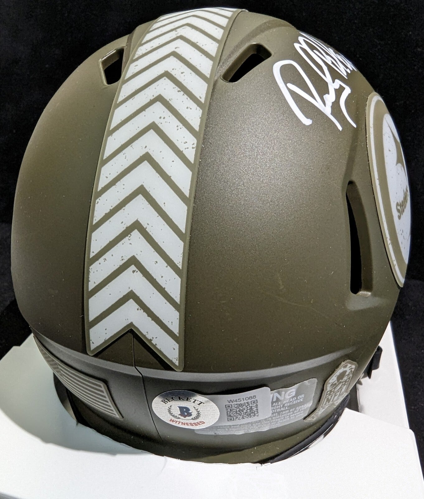 Pittsburgh Steelers Rocky Bleier Signed Inscribed Salute Mini Helmet Bas Holo