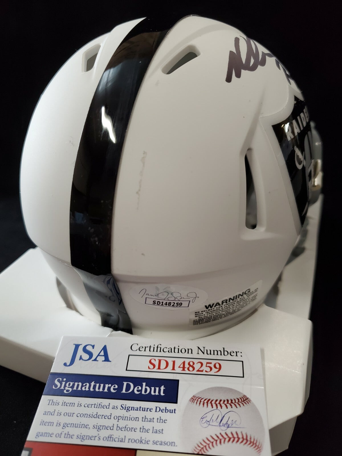 Las Vegas Raiders Malcolm Koonce Autographed Signed Lunar Mini Helmet Jsa Coa