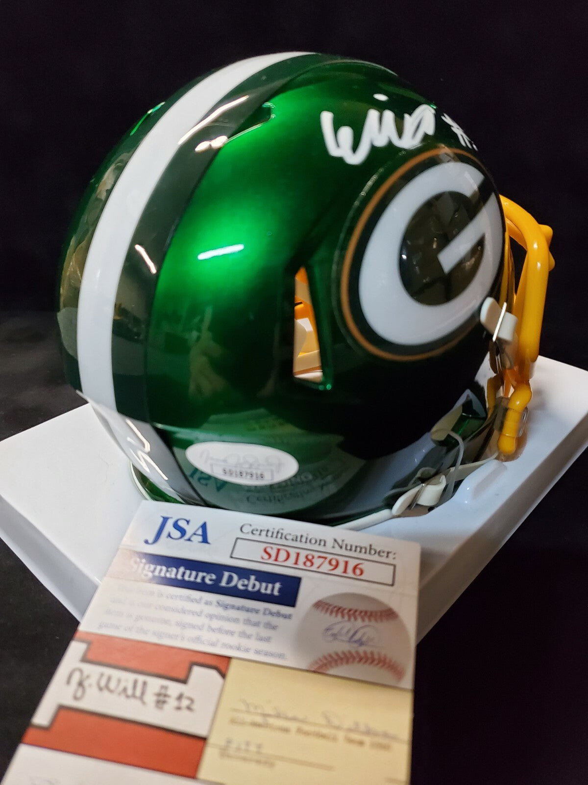 Green Bay Packers Eric Stokes Autographed Signed Flash Mini Helmet Jsa Coa