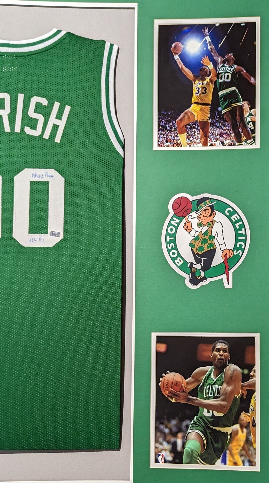 Framed Boston Celtics Robert Parish Autographed Jersey Mounted Memories Holo