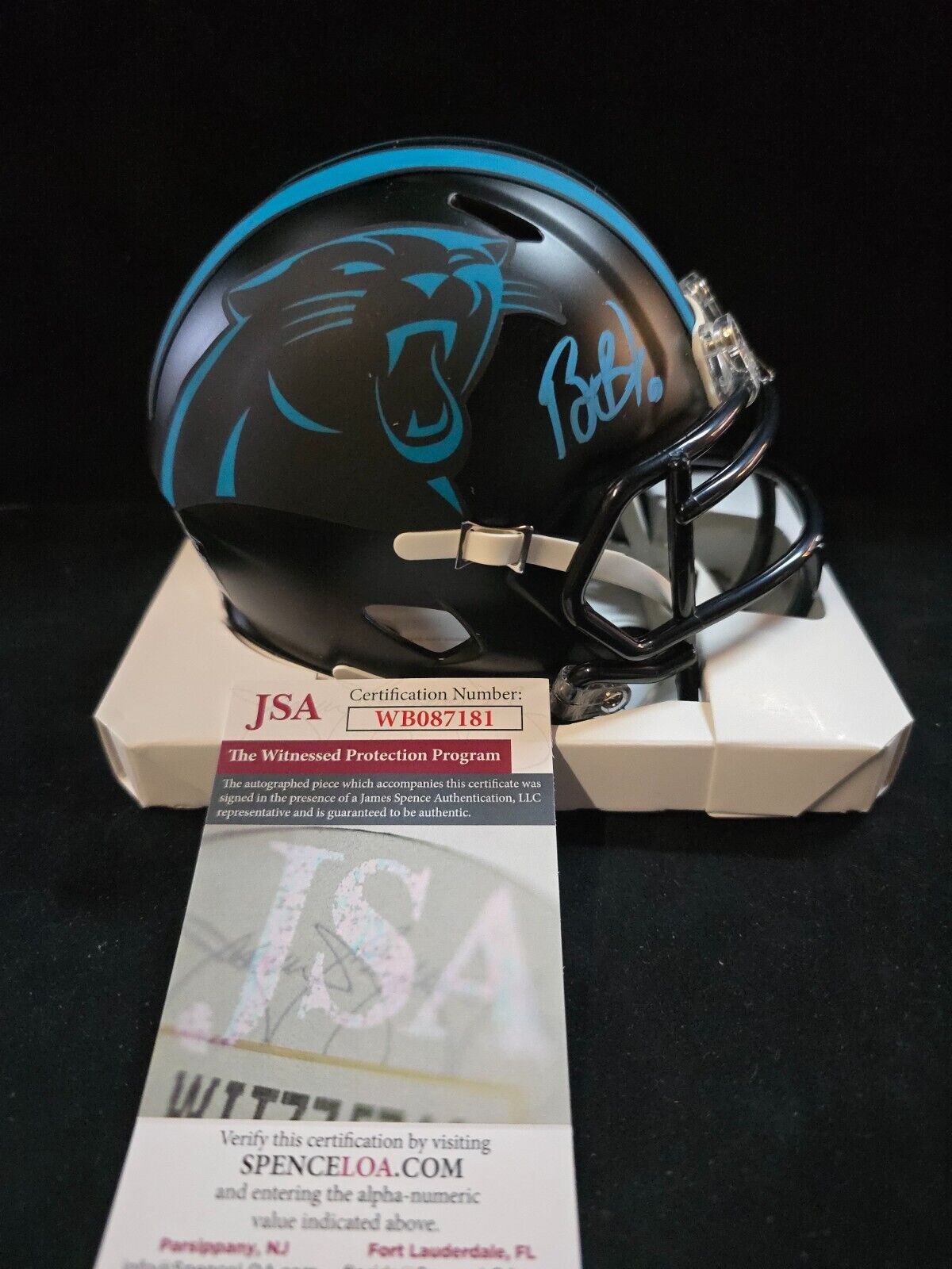 Carolina Panthers Brian Burns Signed Eclipse Mini Helmet Jsa Coa