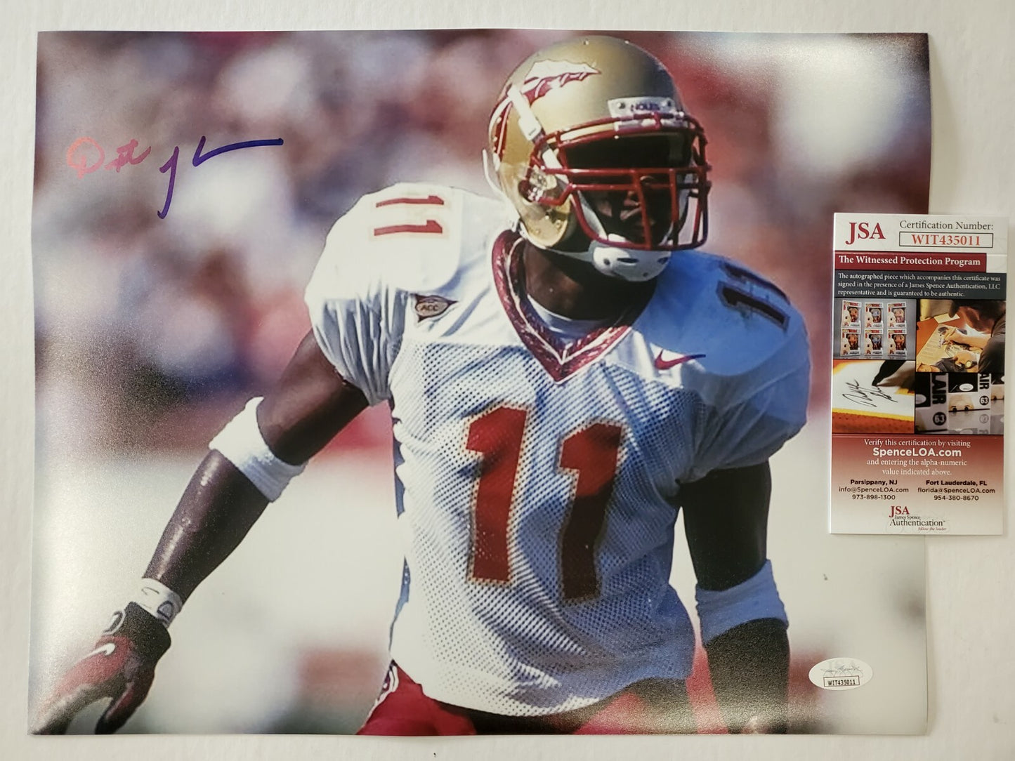 Florida State Seminoles Dexter Jackson Autographed Signed 11X14 Photo Jsa Coa