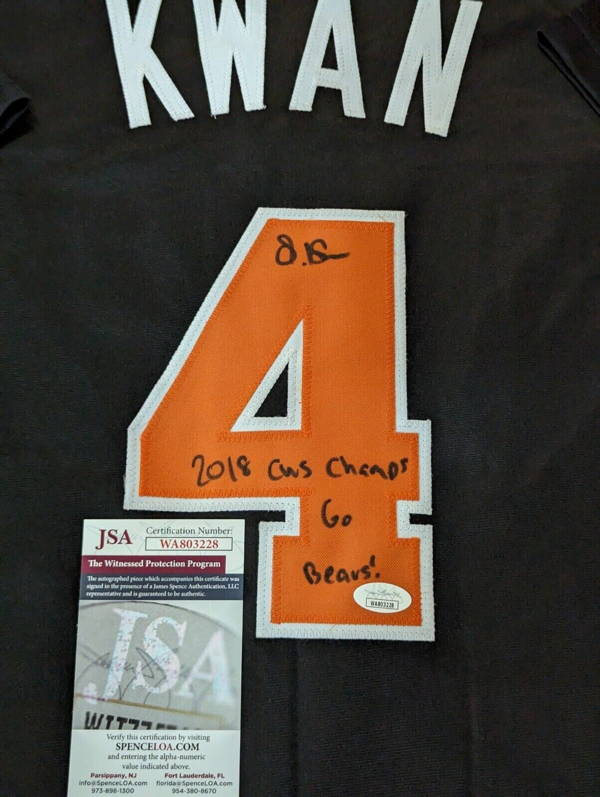 Oregon State Beavers Steven Kwan Signed Inscribed Jersey - Jsa Coa