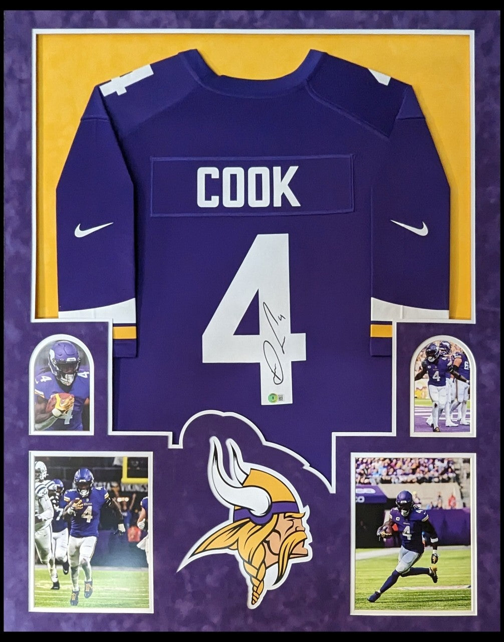 Framed Minnesota Vikings Dalvin Cook Autographed Signed Nike Jersey Beckett Holo