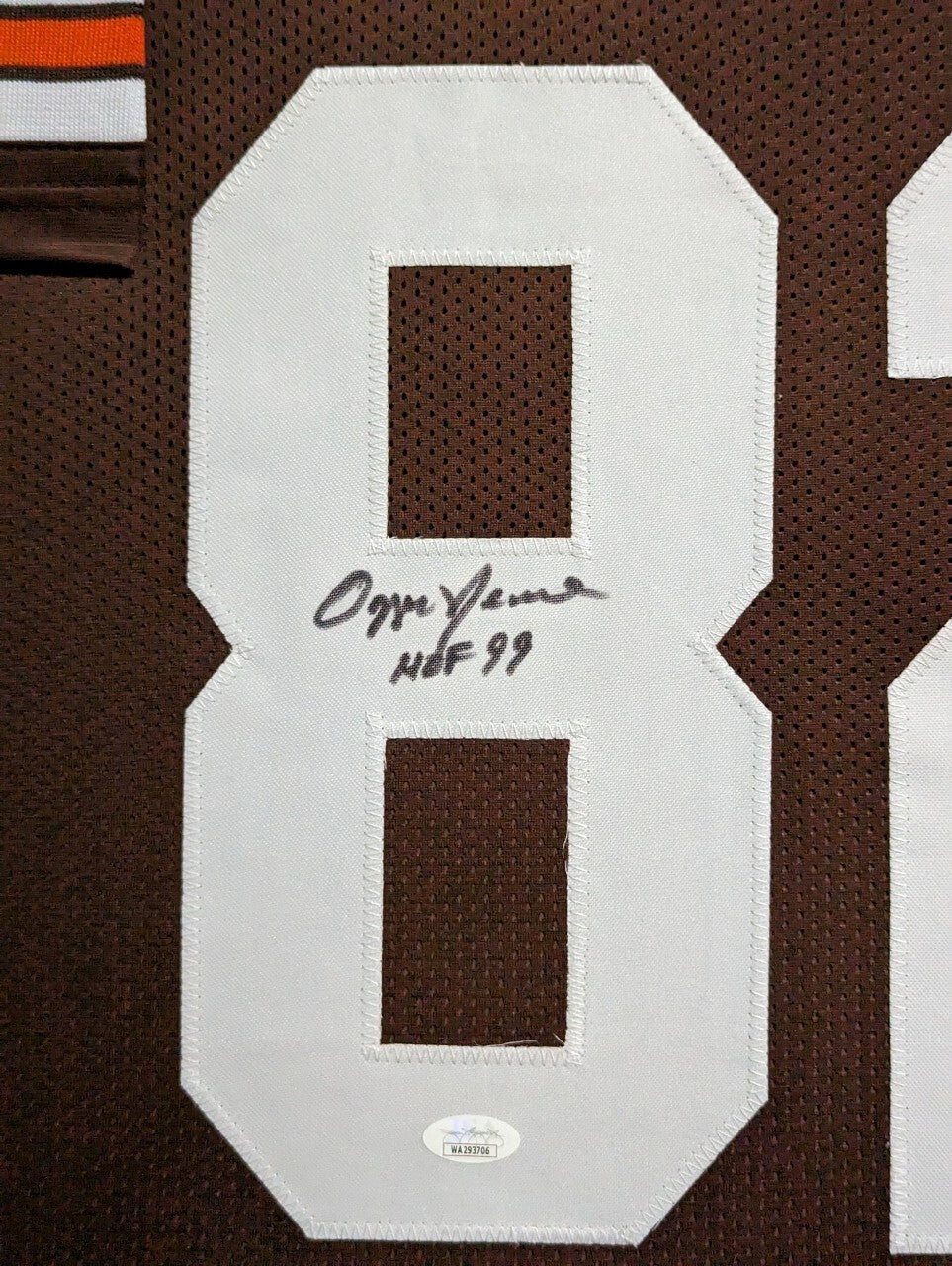 Framed Cleveland Browns Ozzie Newsome Autographed Inscribed Jersey Jsa Coa