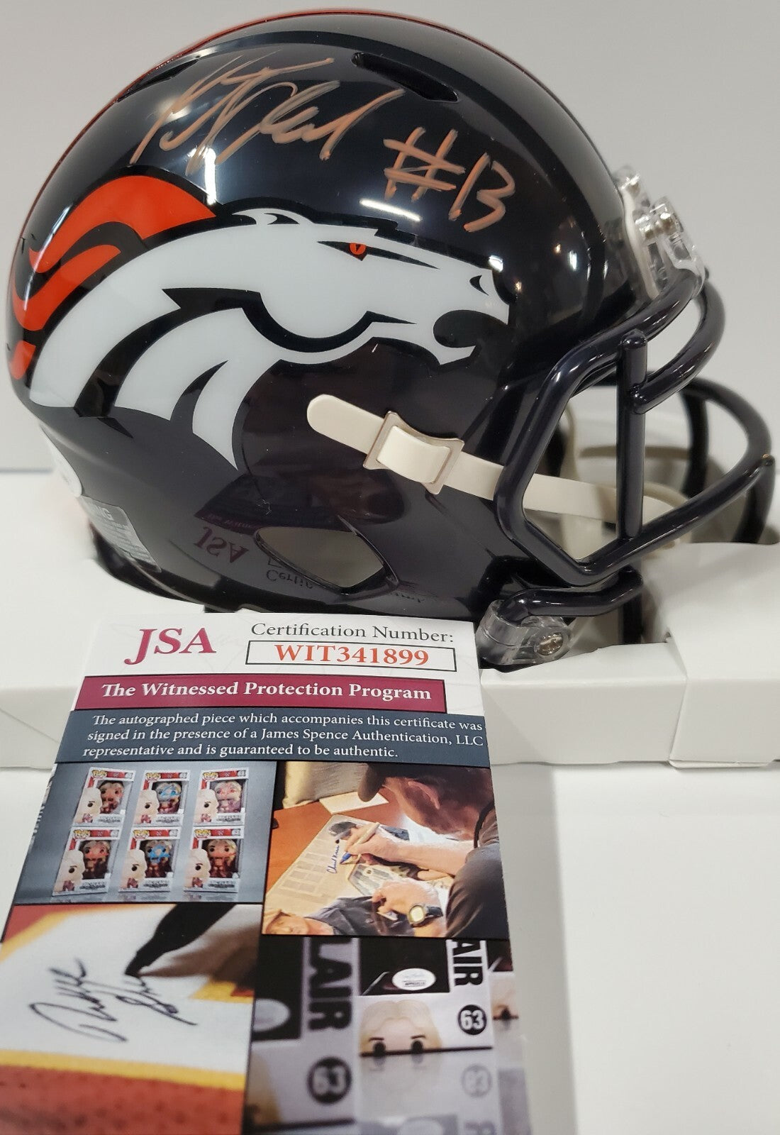 Kj Hamler Autographed Signed Denver Broncos Speed Mini Helmet Jsa Coa