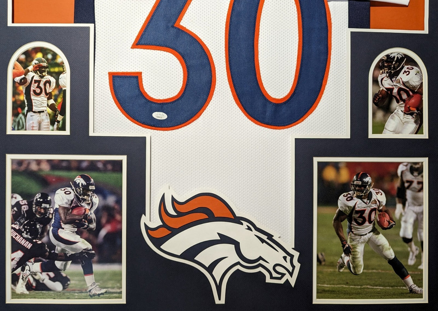 Framed Denver Broncos Terrell Davis Autographed Signed Jersey Jsa Coa