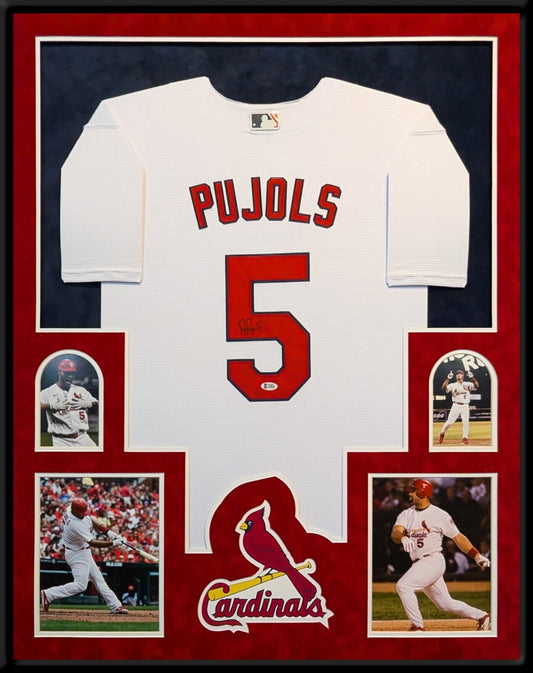 Framed In Suede St Louis Cardinals Albert Pujols Autographed Jersey Beckett Holo
