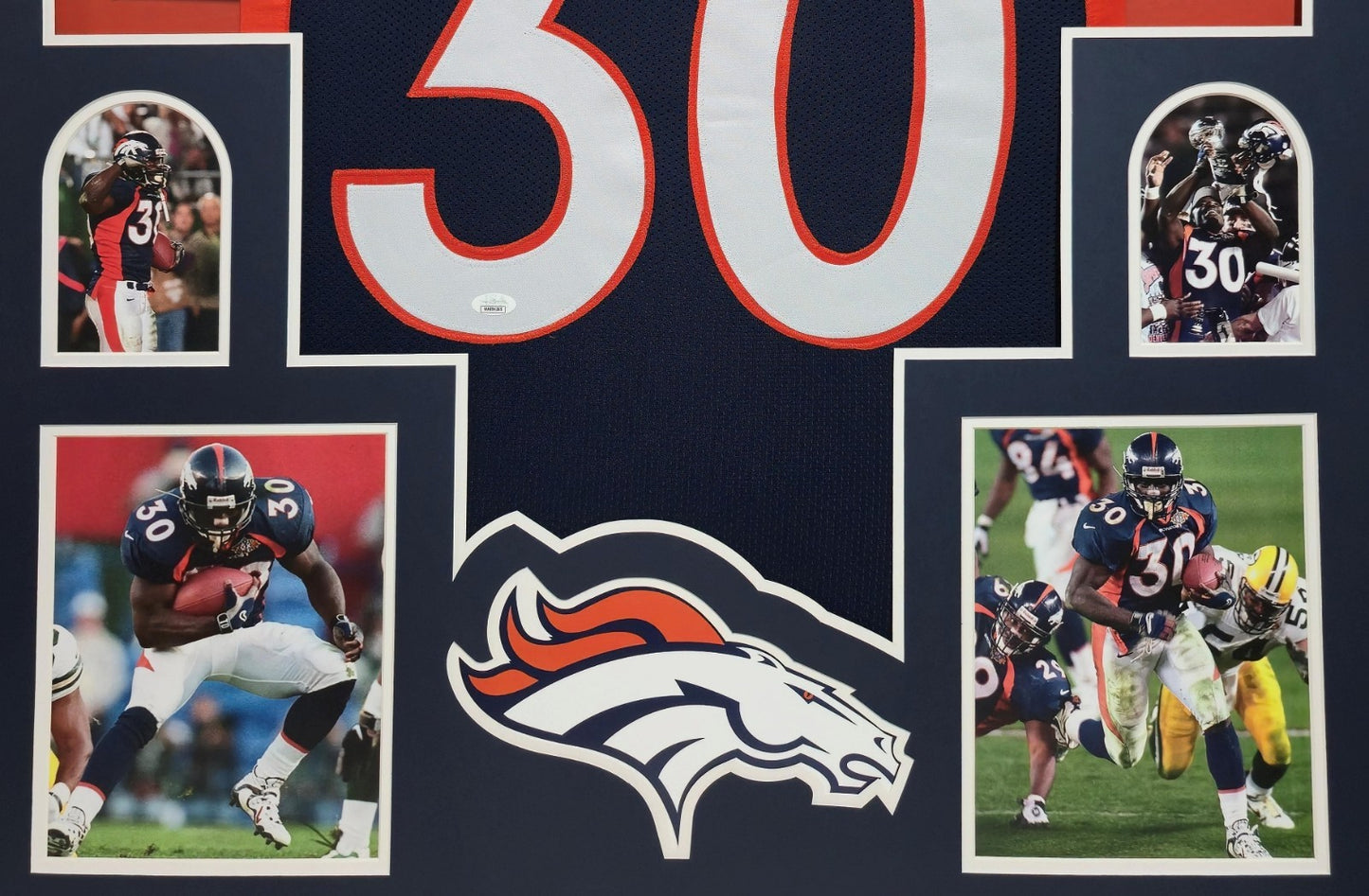 Framed Denver Broncos Terrell Davis Autographed Signed Jersey Jsa Coa