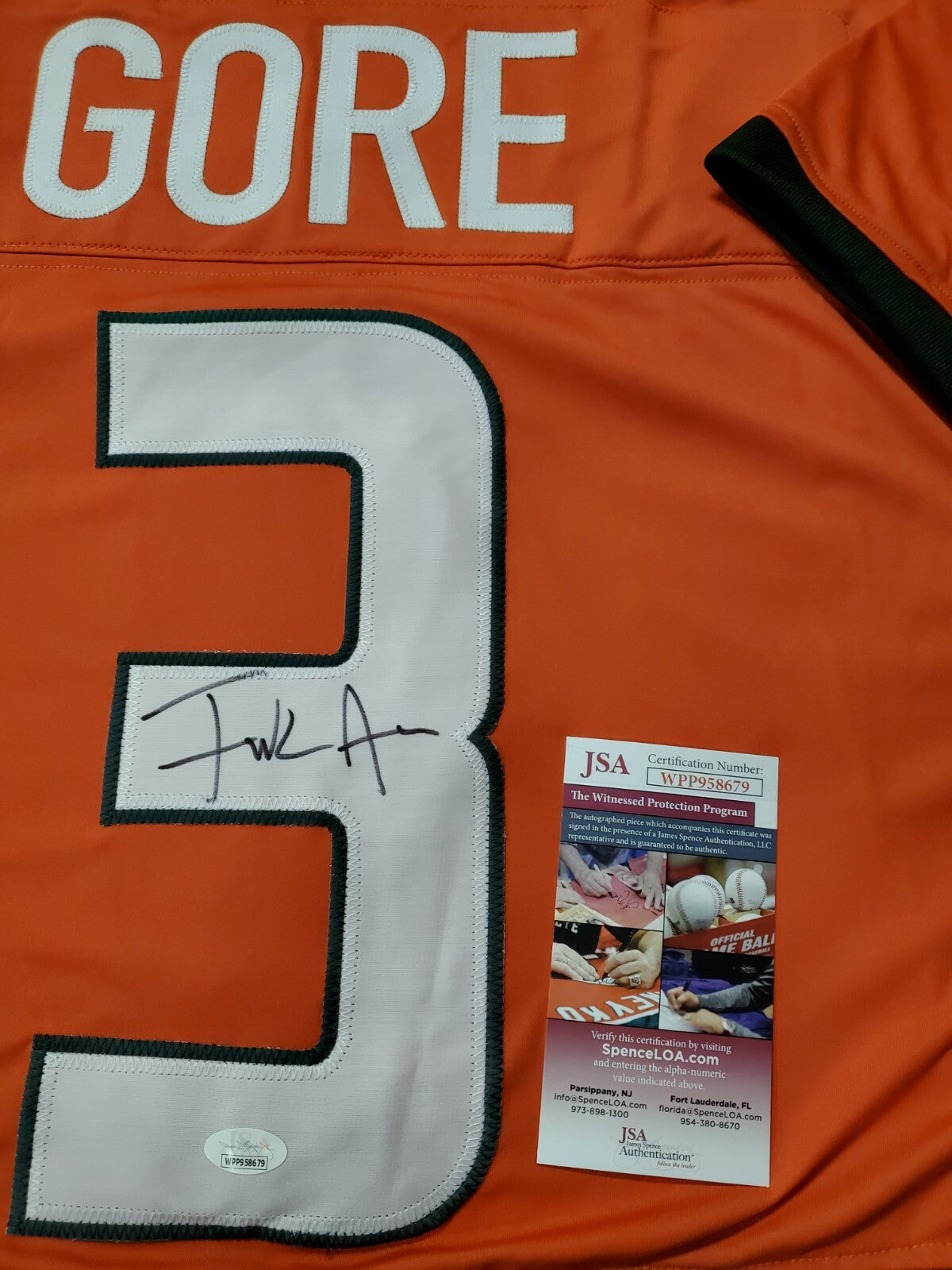 Miami Hurricanes Frank Gore Autographed Signed Jersey Jsa  Coa