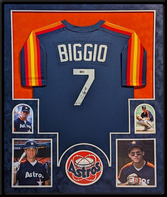 MVP Authentics Suede Framed Houston Astros Craig Biggio Autographed Signed Jersey Psa Coa 1125 sports jersey framing , jersey framing