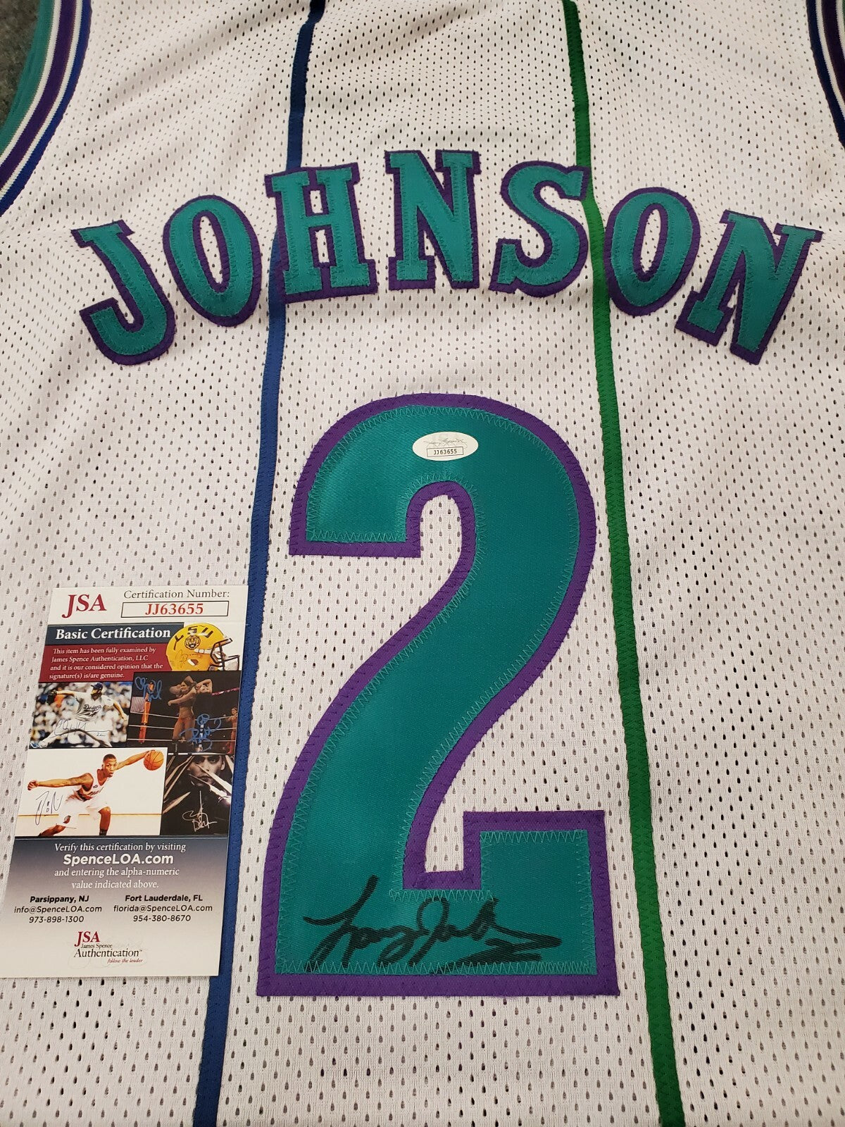 Charlotte Hornets Larry Johnson Autographed Signed Jersey Jsa Coa