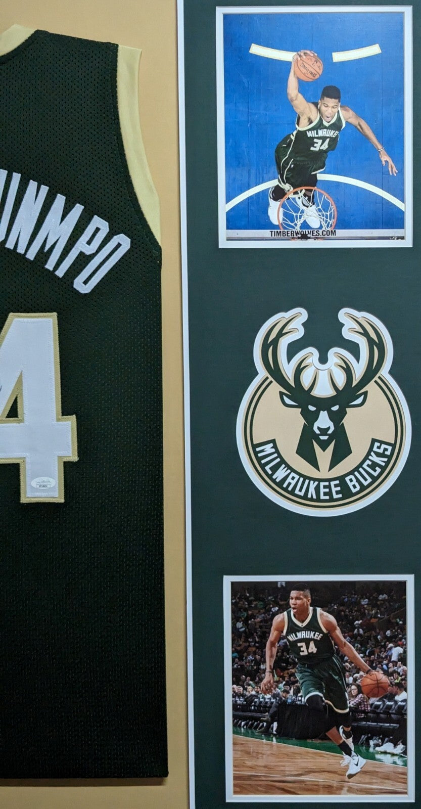 Framed Milwaukee Bucks Giannis Antetokounmpo Autographed Signed Jersey Jsa Coa