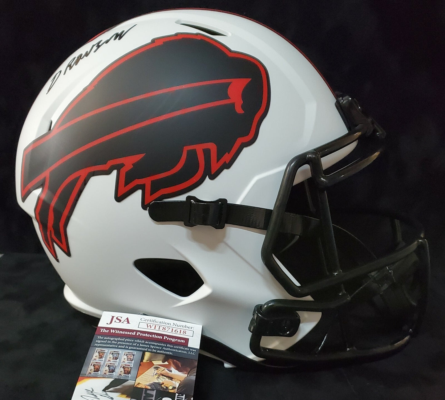 Buffalo Bills Gregory Rousseau Signed Full Size Lunar Replica Helmet Jsa Coa