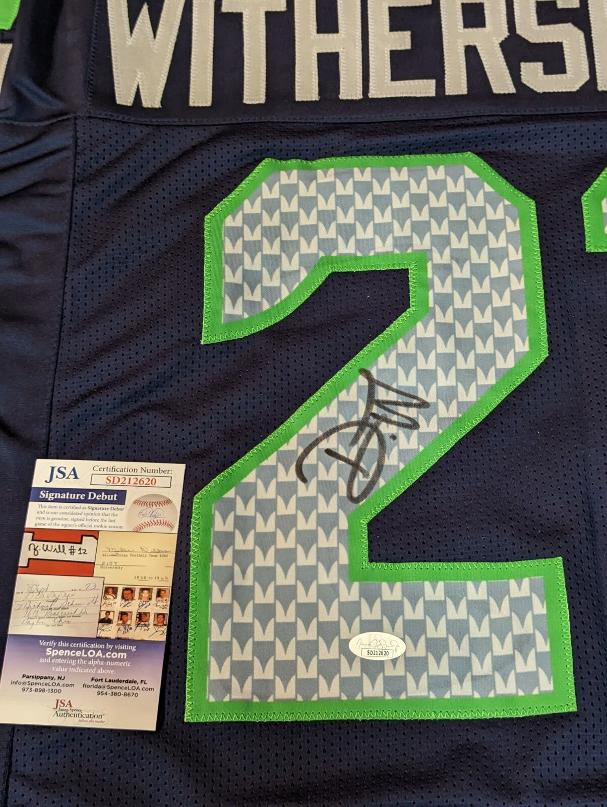 Seattle Seahawks Devon Witherspoon Autographed Signed Jersey Jsa Coa