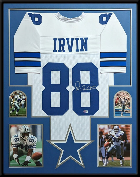 MVP Authentics Framed Dallas Cowboys Michael Irvin Autographed Signed Jersey Beckett Holo 585 sports jersey framing , jersey framing