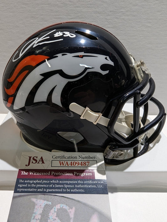 Denver Broncos Caden Sterns Autographed Speed Mini Helmet Jsa Coa