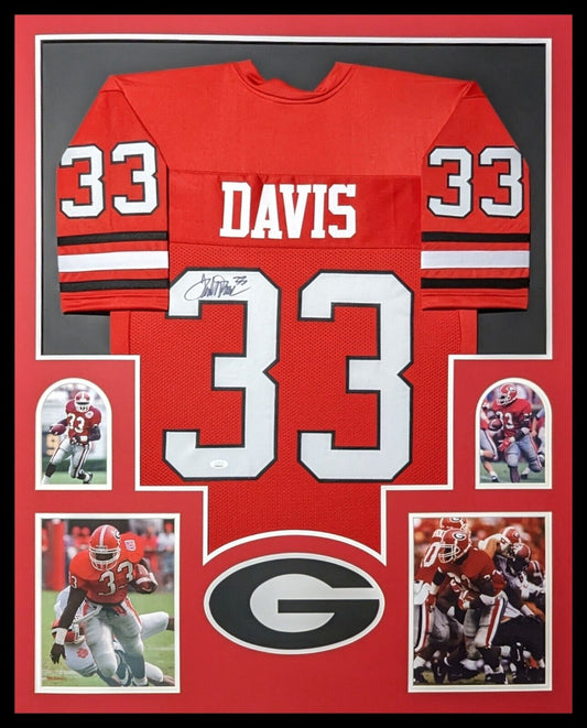 MVP Authentics Framed Georgia Bulldogs Terrell Davis Autographed Jersey Jsa 540 sports jersey framing , jersey framing