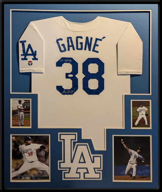 Framed Eric Gagne Autographed Signed La Dodgers Jersey Jsa Coa