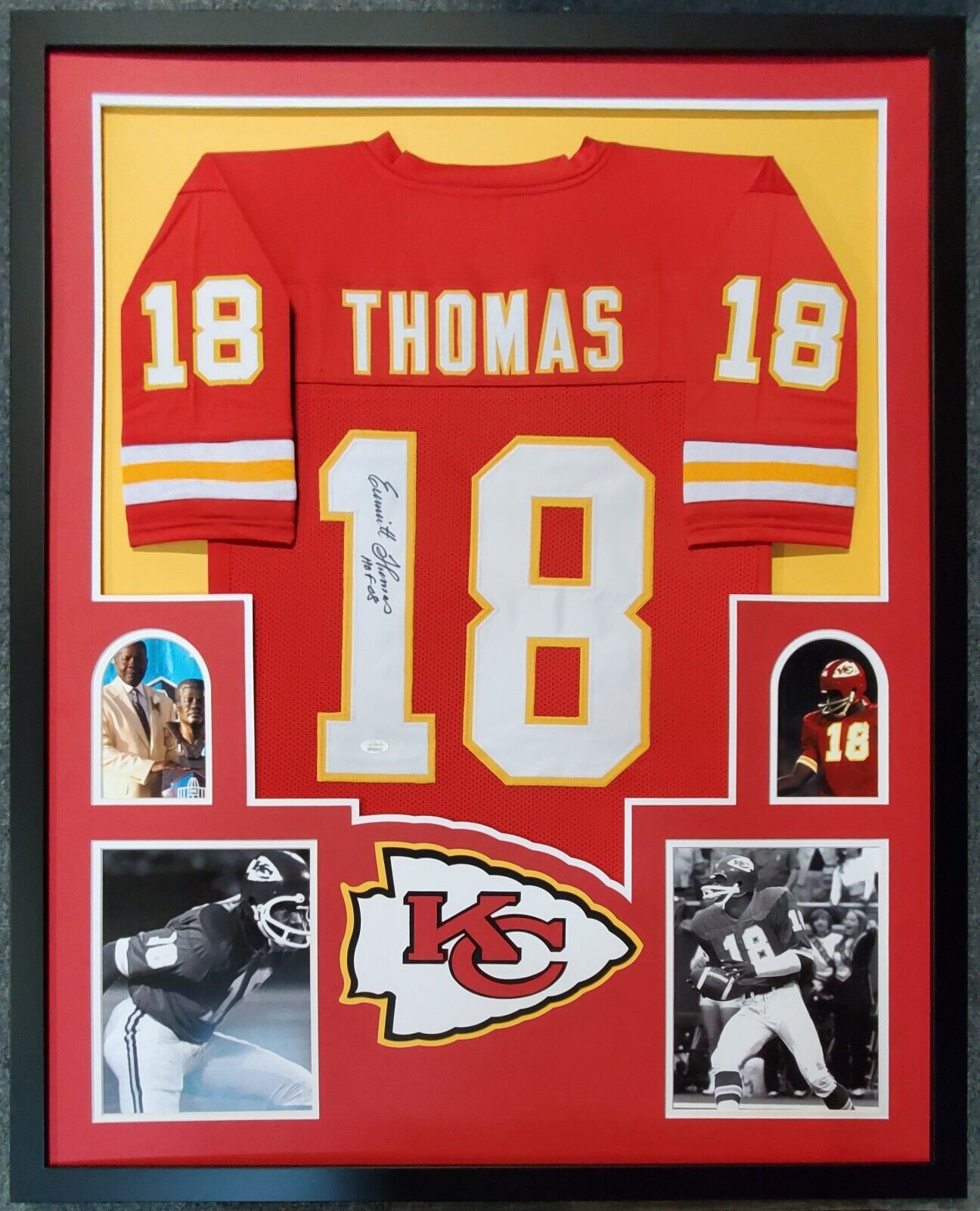 MVP Authentics Framed Kansas City Chiefs Emmitt Thomas Autographed Inscribed Jersey Jsa Coa 405 sports jersey framing , jersey framing