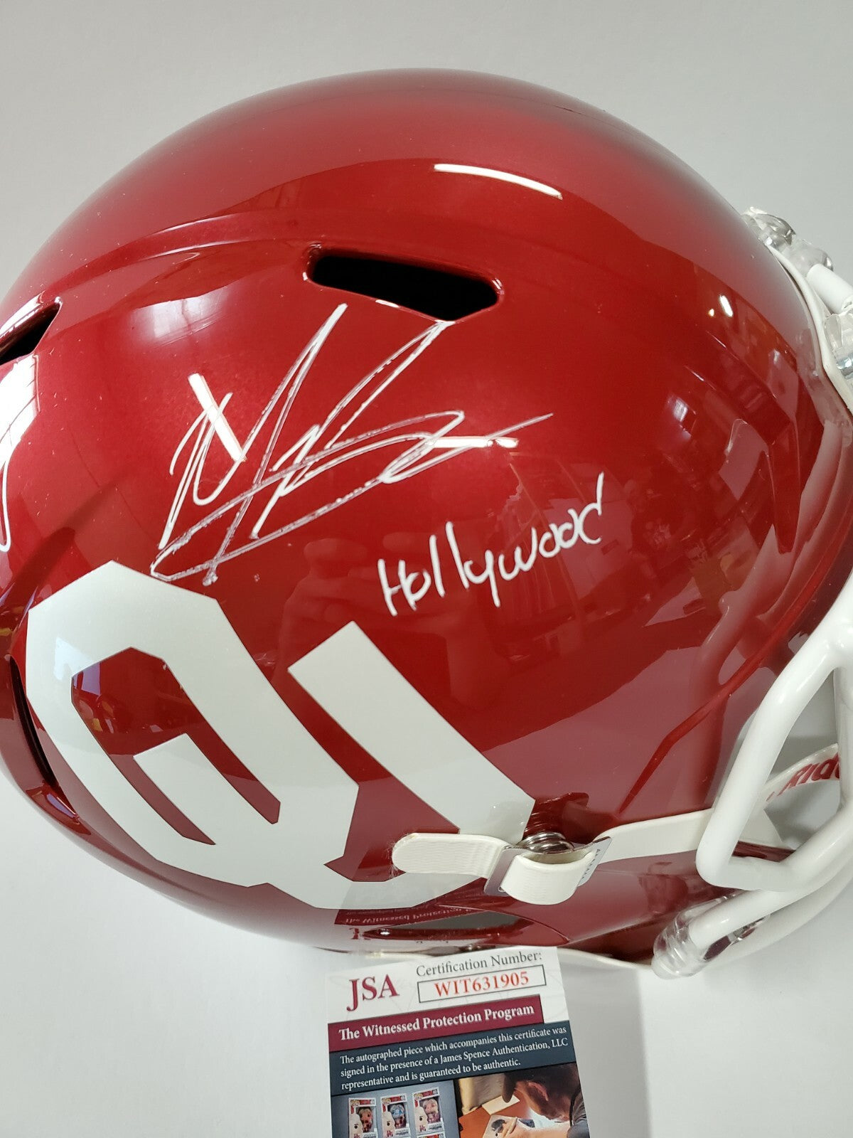 Marquise Brown Autographed Inscribed Oklahoma Sooners Full Sz Rep Helmet Jsa Coa